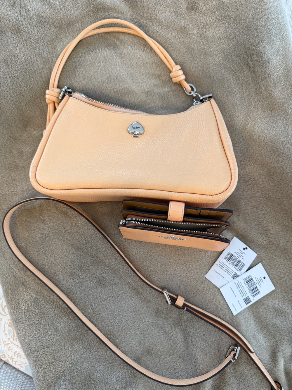 kate spade citrus glaze Pebbled Leather Shoulder Bag with Matching Wallet Set - Picture 5 of 5